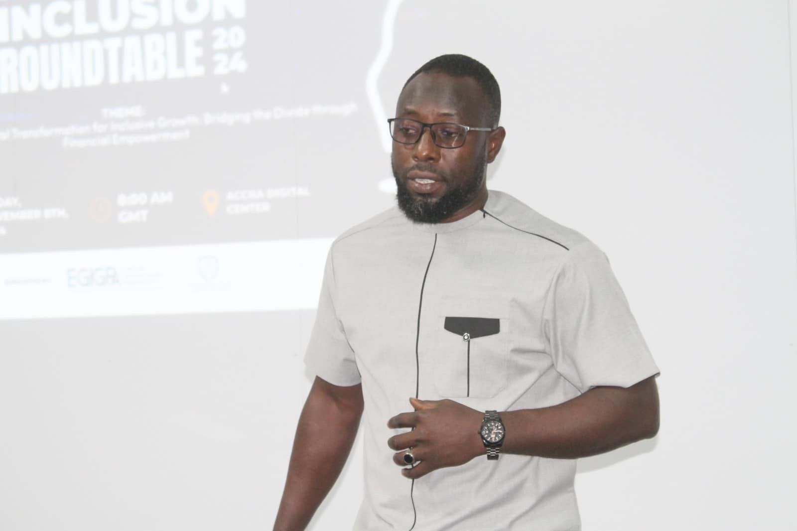 Abubakar Issaka speaking at the Inclusion Roundtable 2024